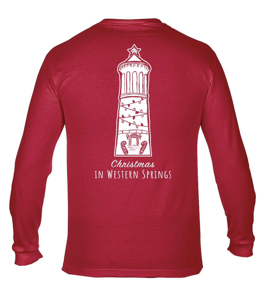 Garment Dyed Western Springs Christmas Tower Long Sleeve Limited Edition Tee